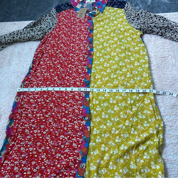 NWT NATURAL LIFE Floral Patchwork Long Sleeve Maxi Shirt Dress SZ Medium Spring - Picture 8 of 11